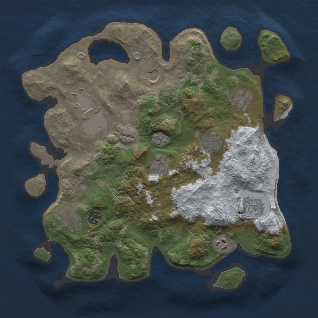 Rust Map: Barren, Size: 3500, Seed: 6447508, 13 Monuments