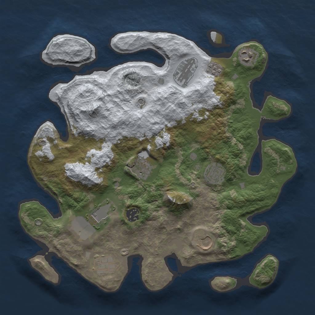 Rust Map: Barren, Size: 3500, Seed: 5821861, 12 Monuments