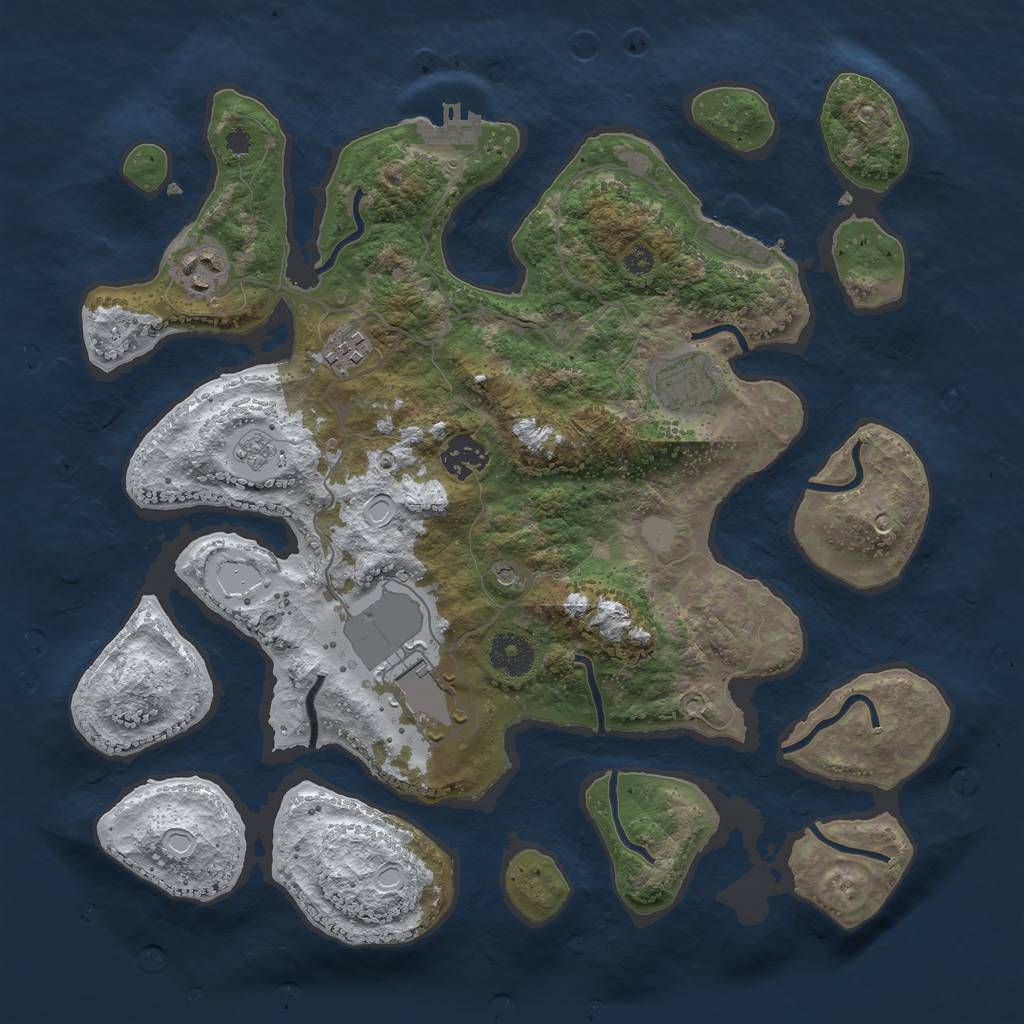 Rust Map: Procedural Map, Size: 3500, Seed: 5796942, 14 Monuments
