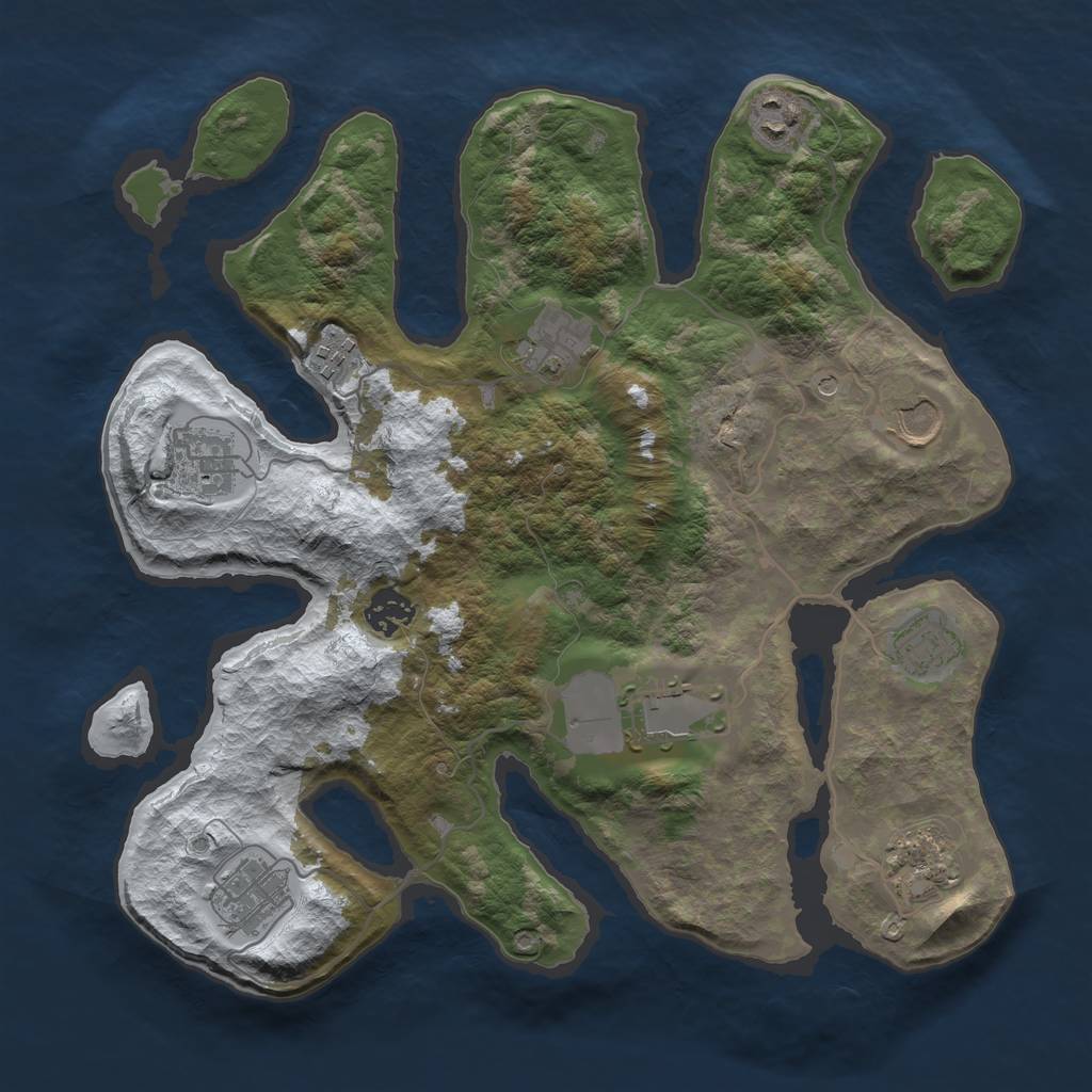 Rust Map: Barren, Size: 3500, Seed: 6437515, 13 Monuments