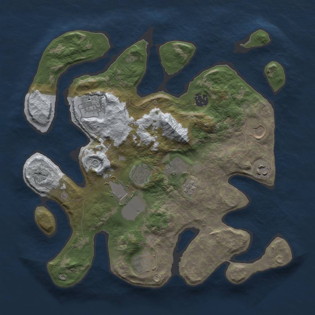 Rust Map: Barren, Size: 3500, Seed: 2013803, 12 Monuments