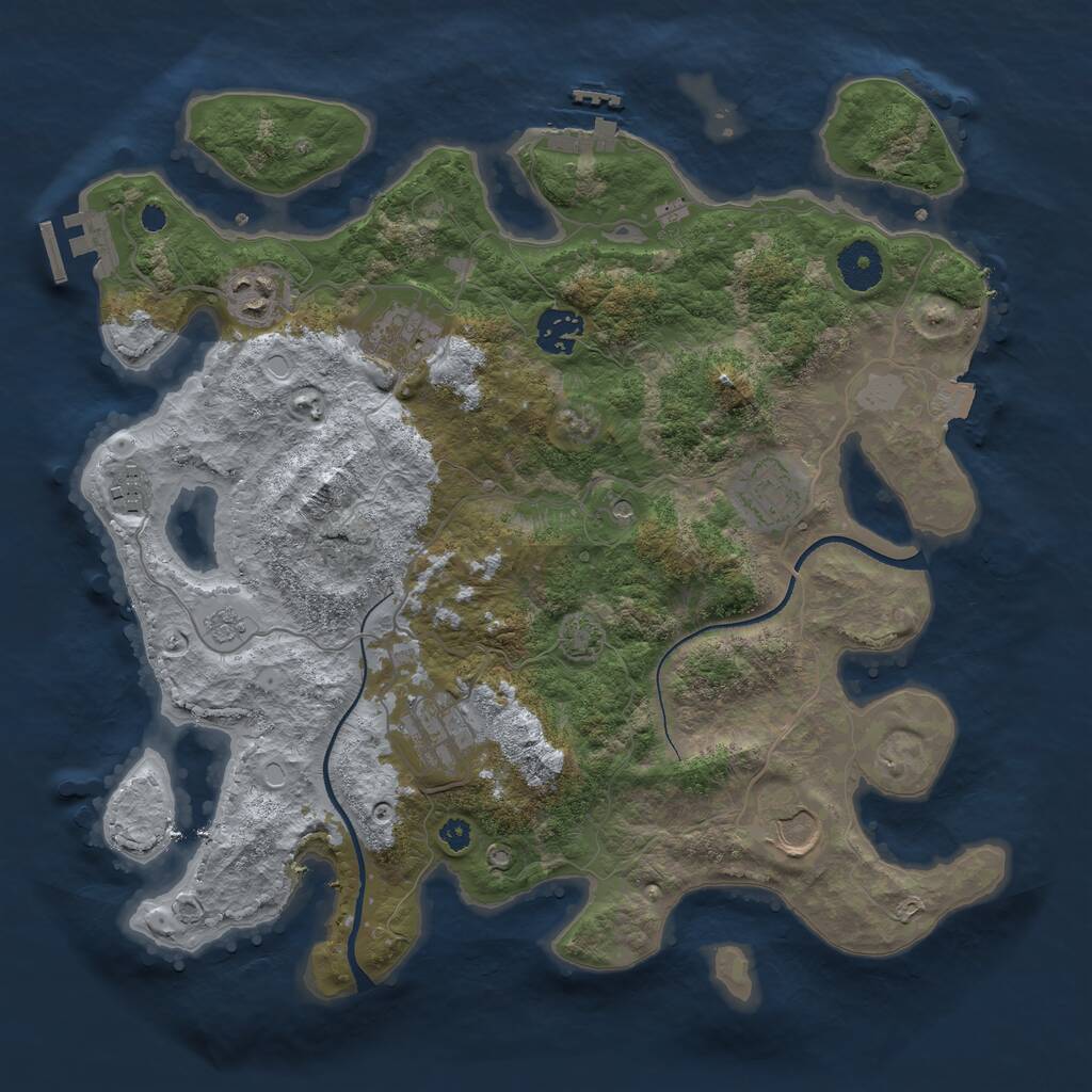 Rust Map: Procedural Map, Size: 3500, Seed: 6190428, 13 Monuments
