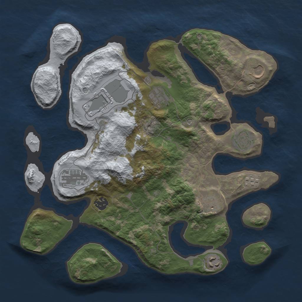 Rust Map: Barren, Size: 3500, Seed: 6408755, 12 Monuments