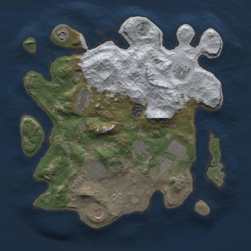 Rust Map: Barren, Size: 3500, Seed: 4683330, 12 Monuments
