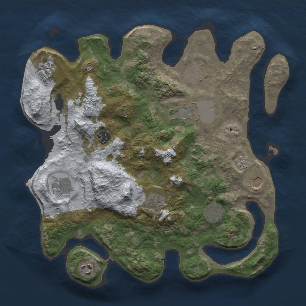 Rust Map: Barren, Size: 3500, Seed: 5159205, 13 Monuments