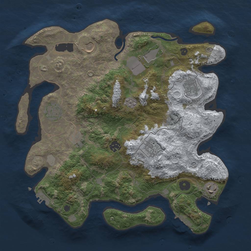 Rust Map: Procedural Map, Size: 3500, Seed: 740188, 18 Monuments