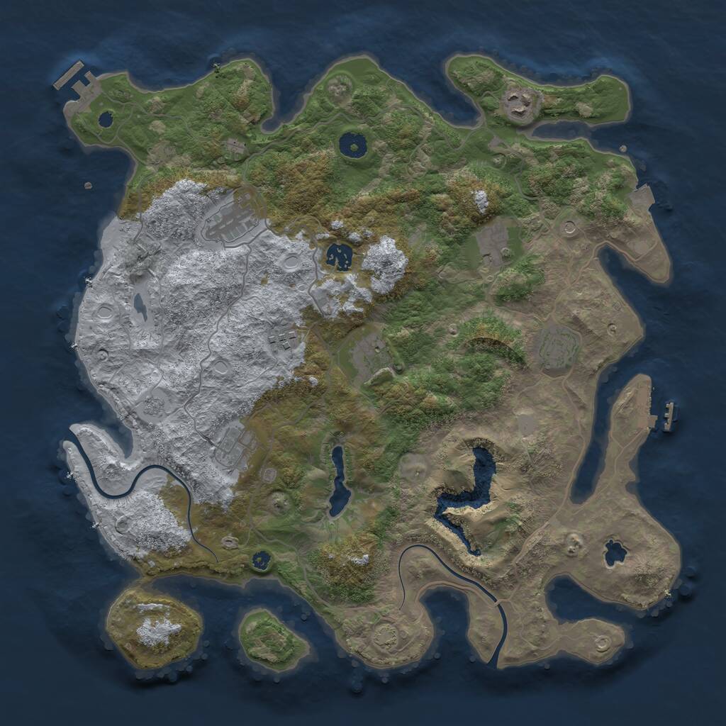 Rust Map: Procedural Map, Size: 4000, Seed: 247747, 14 Monuments