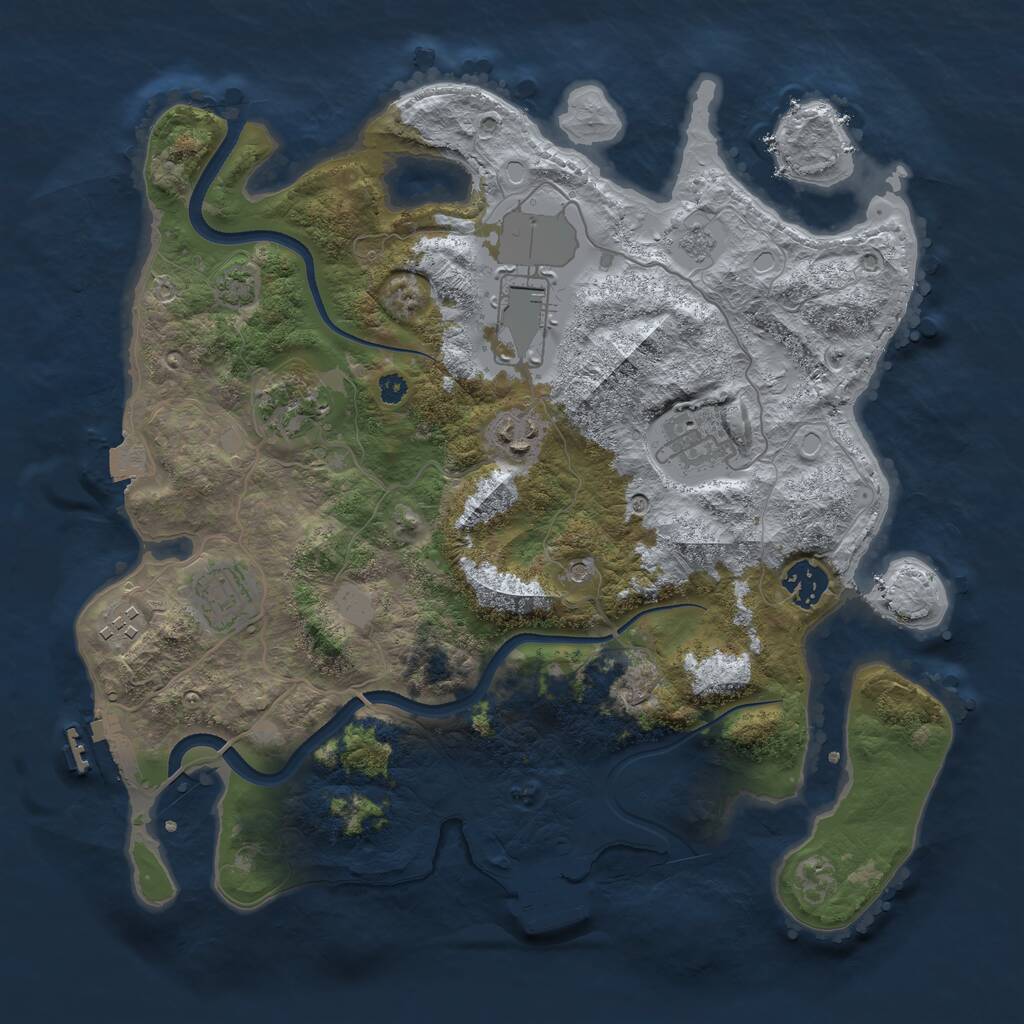 Rust Map: Procedural Map, Size: 3500, Seed: 3982227, 13 Monuments