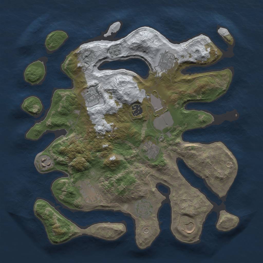 Rust Map: Barren, Size: 3500, Seed: 5173493, 13 Monuments