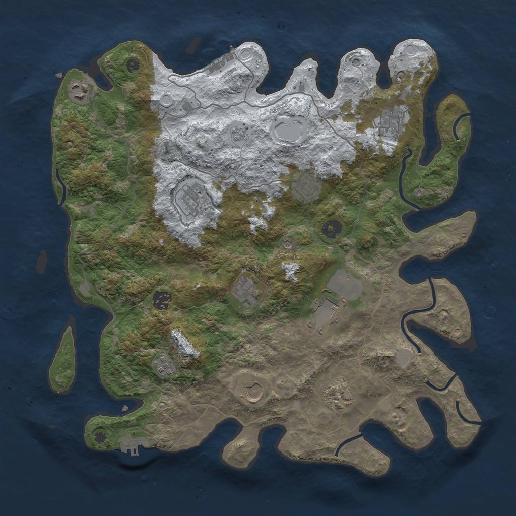 Rust Map: Procedural Map, Size: 4000, Seed: 3805047, 19 Monuments