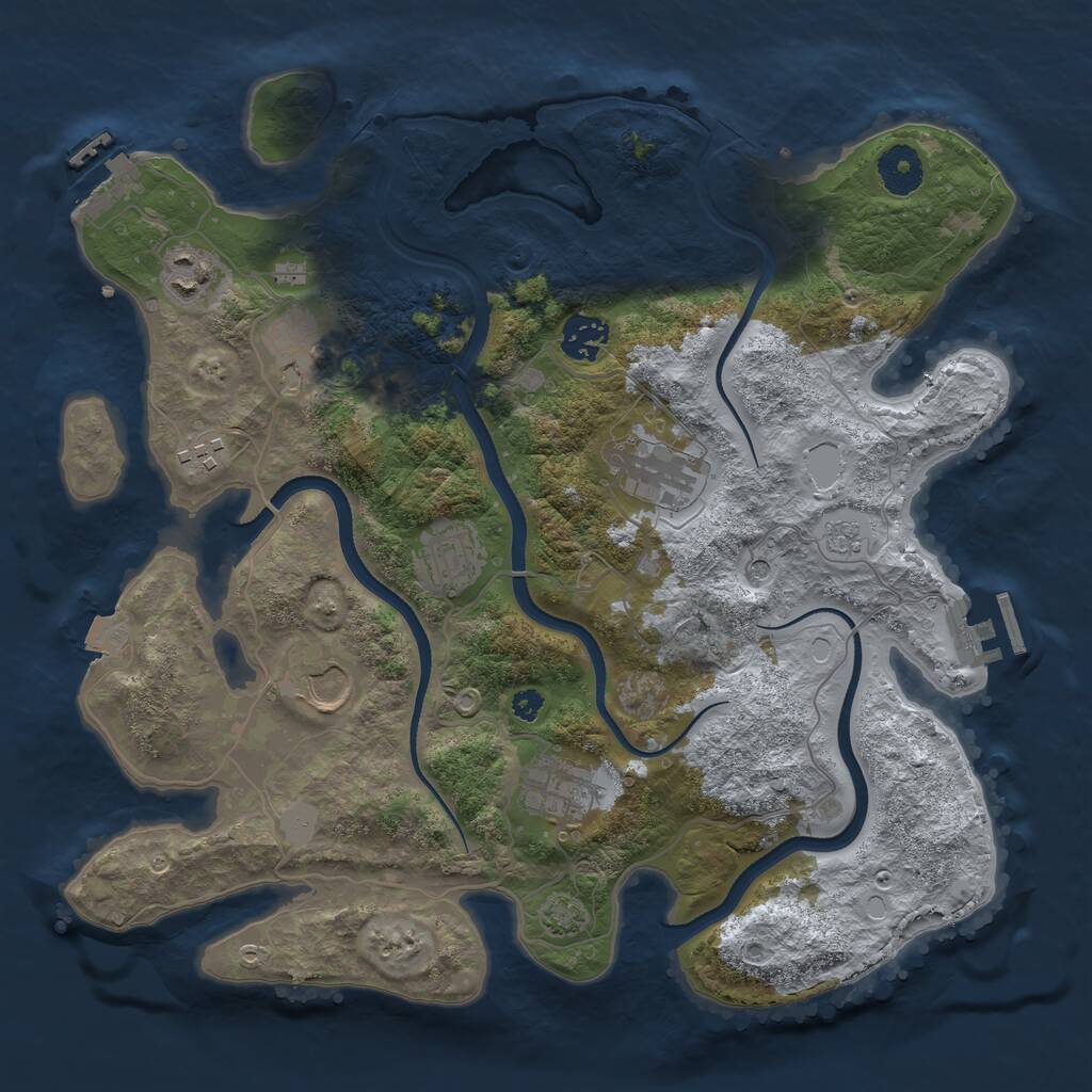 Rust Map: Procedural Map, Size: 3500, Seed: 3081025, 14 Monuments