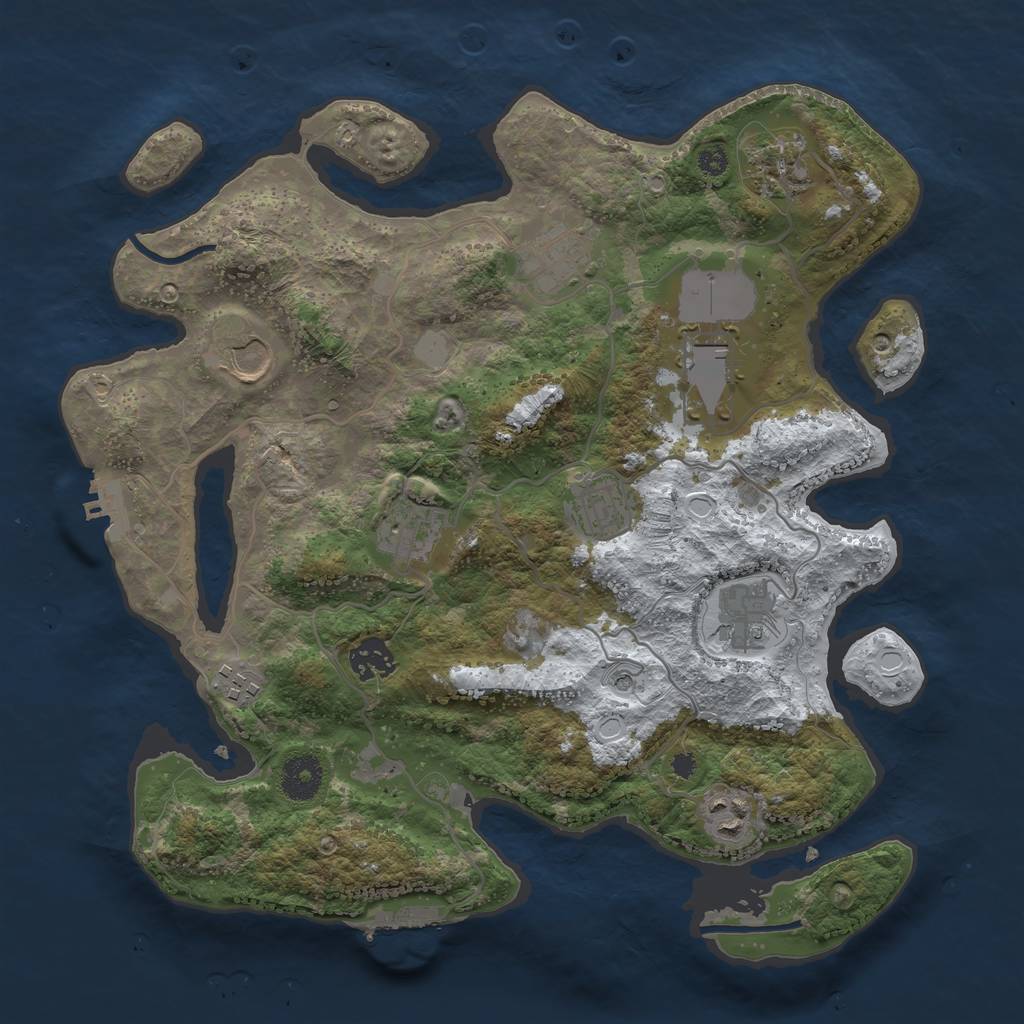 Rust Map: Procedural Map, Size: 3500, Seed: 1125090, 18 Monuments