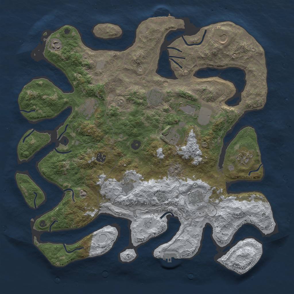 Rust Map: Procedural Map, Size: 4500, Seed: 64321, 20 Monuments