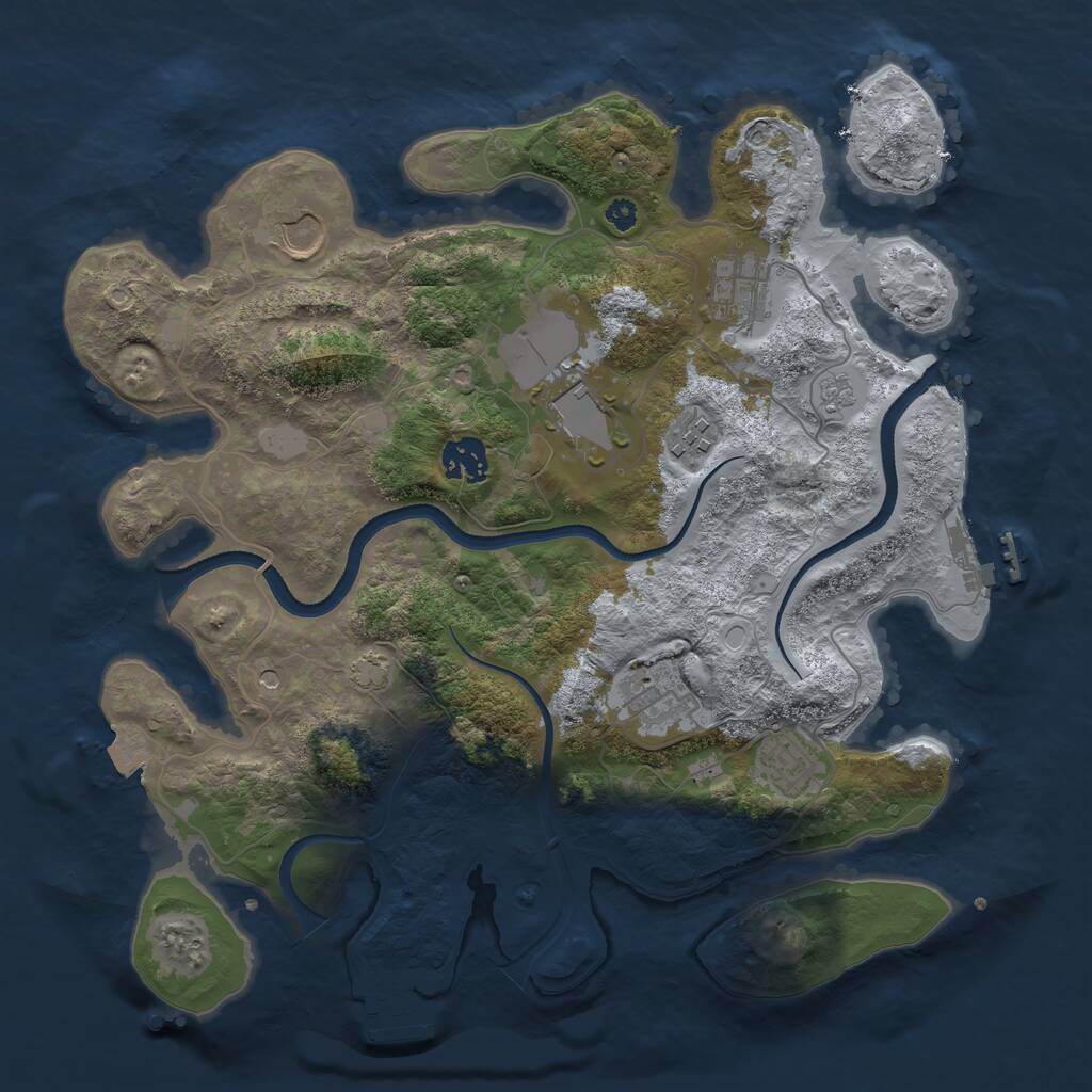 Rust Map: Procedural Map, Size: 3500, Seed: 3856698, 13 Monuments