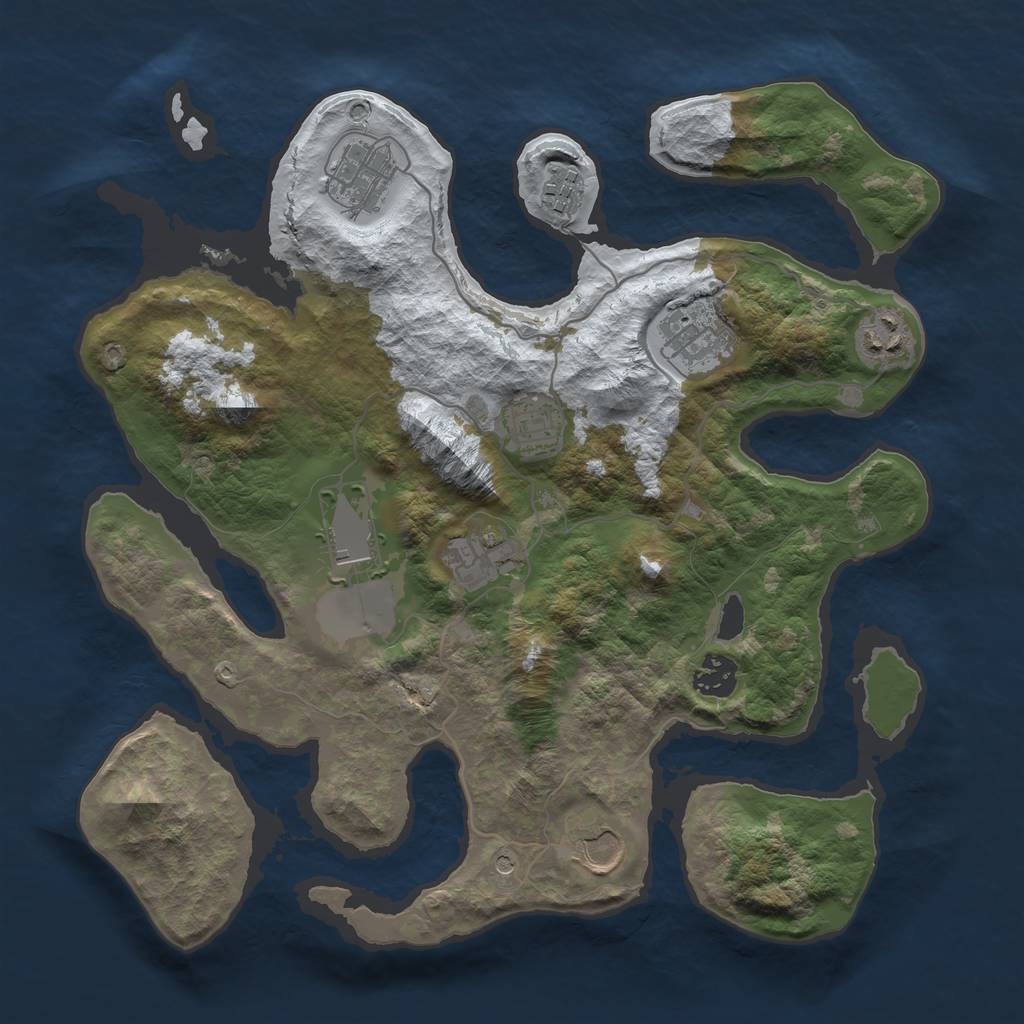 Rust Map: Barren, Size: 3500, Seed: 6265979, 12 Monuments