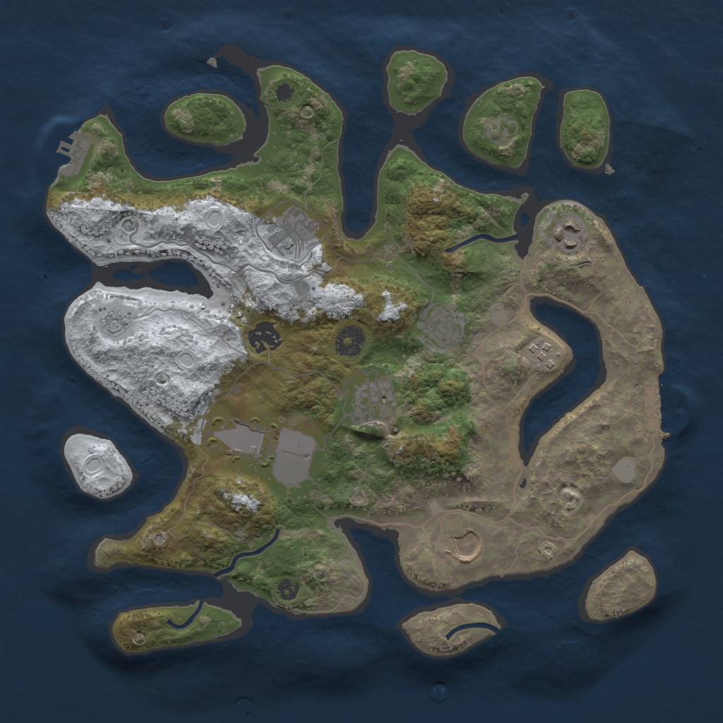 Rust Map: Procedural Map, Size: 3500, Seed: 1210364, 17 Monuments