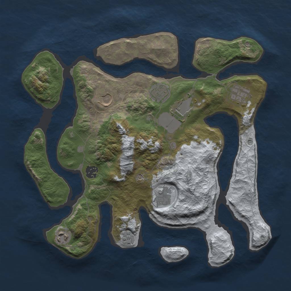 Rust Map: Barren, Size: 3500, Seed: 1090042, 11 Monuments