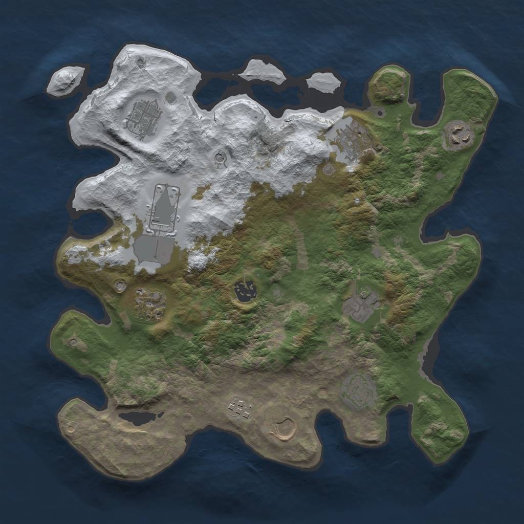 Rust Map: Barren, Size: 3500, Seed: 4603622, 13 Monuments
