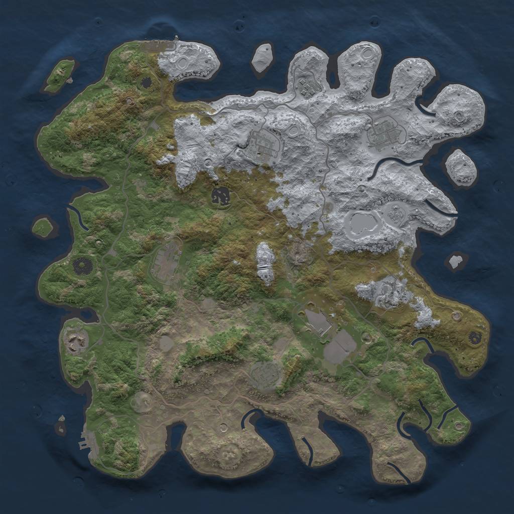 Rust Map: Procedural Map, Size: 4000, Seed: 6171436, 16 Monuments