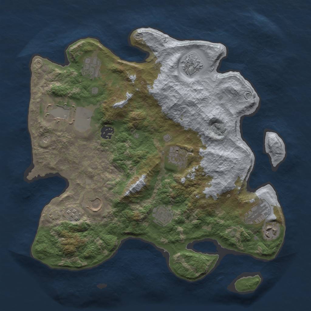Rust Map: Barren, Size: 3500, Seed: 4898012, 14 Monuments