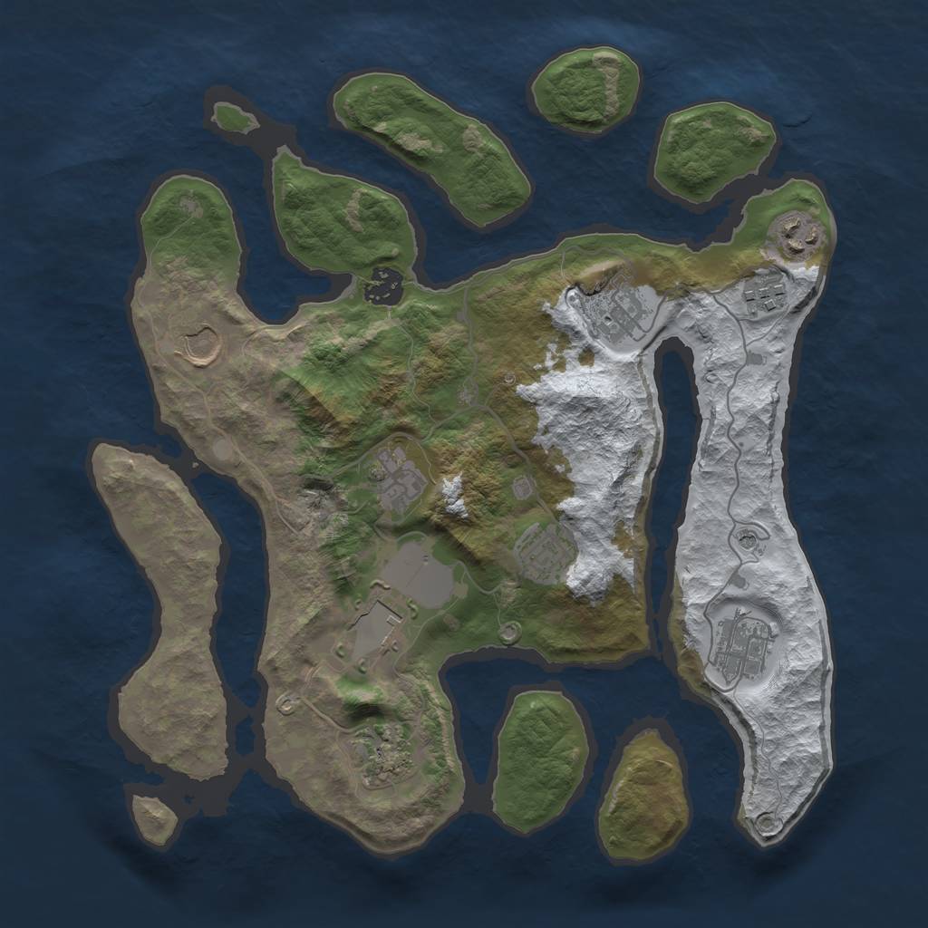 Rust Map: Barren, Size: 3500, Seed: 5464673, 13 Monuments