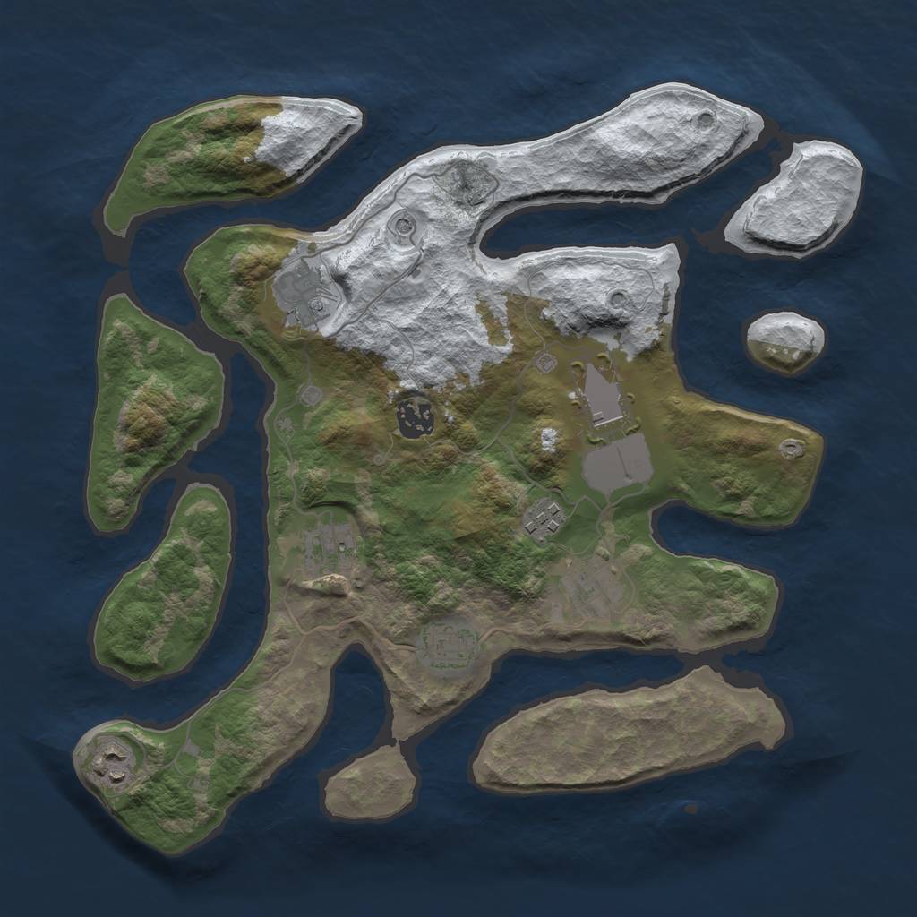 Rust Map: Barren, Size: 3500, Seed: 3853491, 11 Monuments