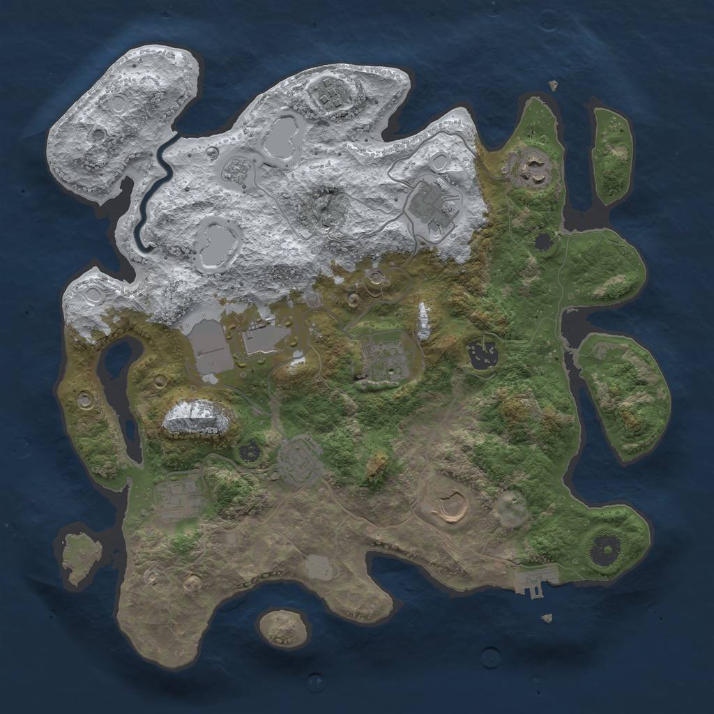 Rust Map: Procedural Map, Size: 3500, Seed: 5014447, 17 Monuments