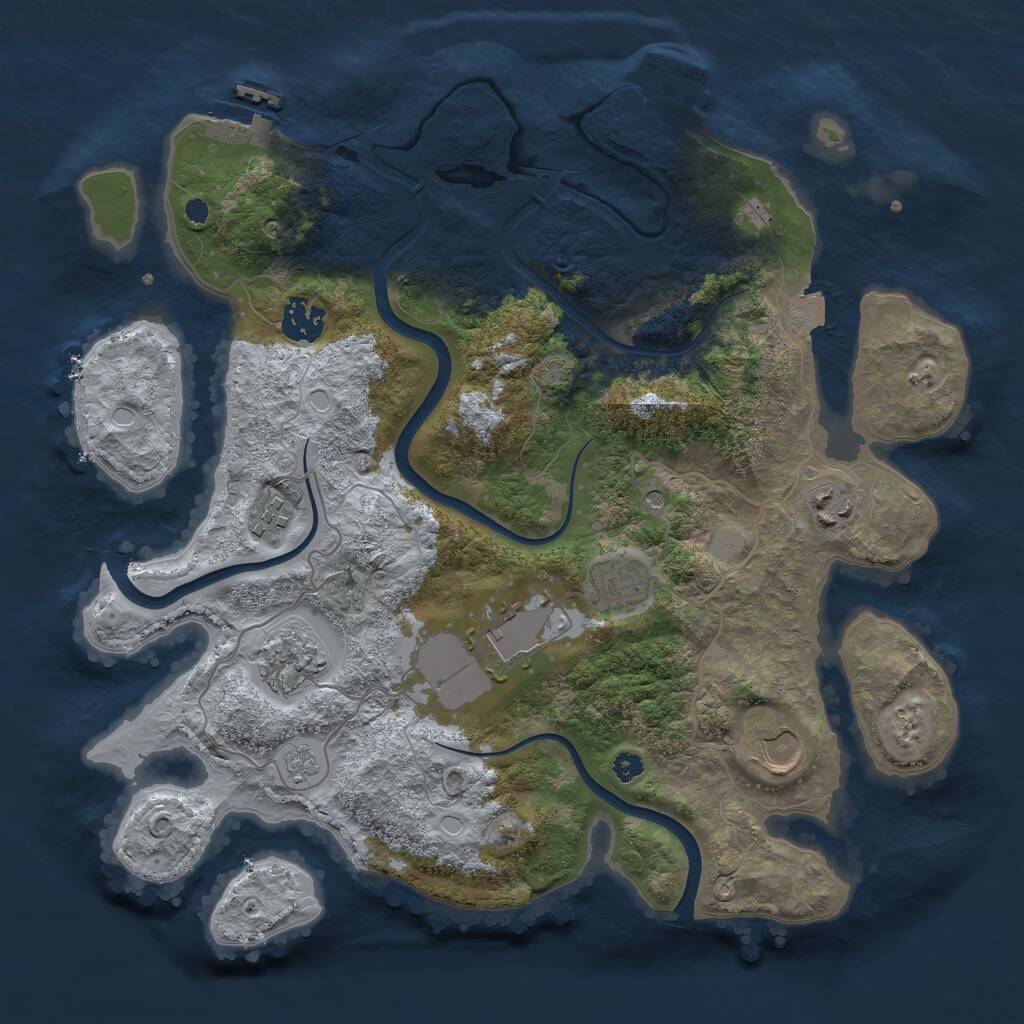 Rust Map: Procedural Map, Size: 3500, Seed: 4374851, 13 Monuments