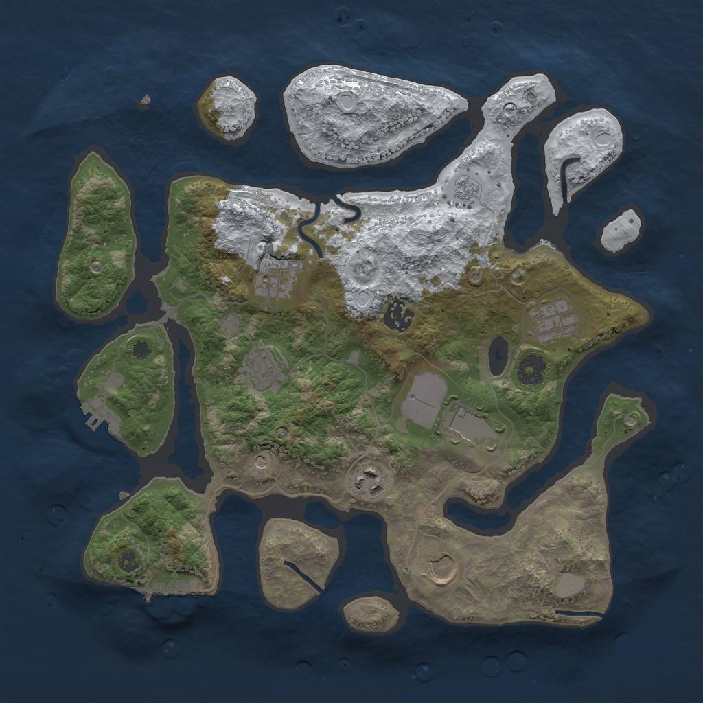 Rust Map: Procedural Map, Size: 3500, Seed: 2223, 16 Monuments