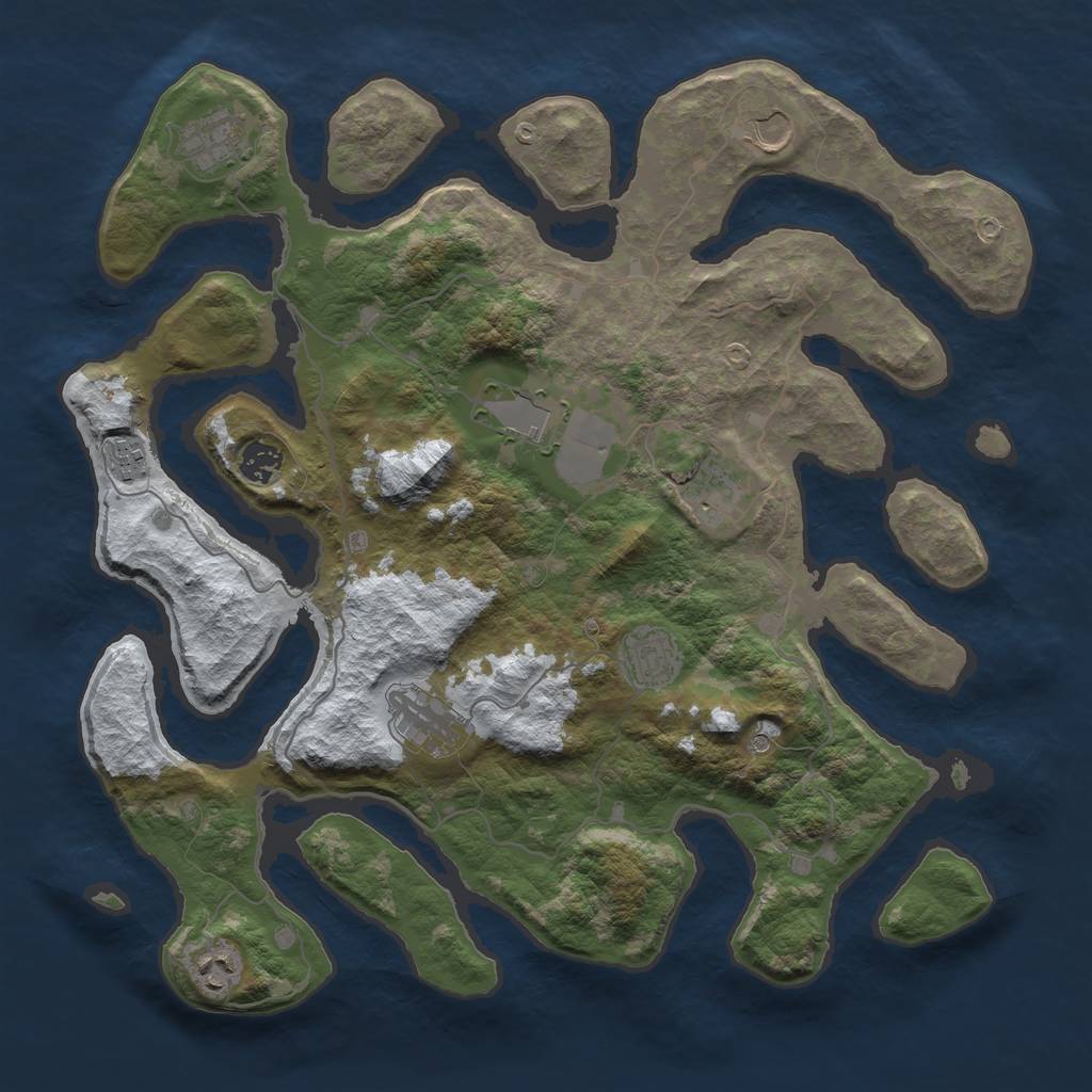 Rust Map: Barren, Size: 4000, Seed: 1485753464, 12 Monuments