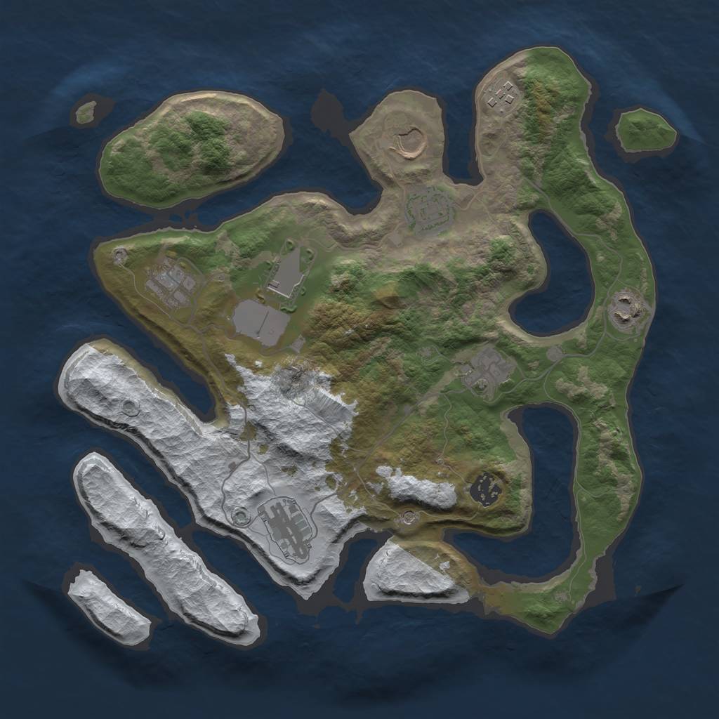 Rust Map: Barren, Size: 3500, Seed: 2260768, 12 Monuments