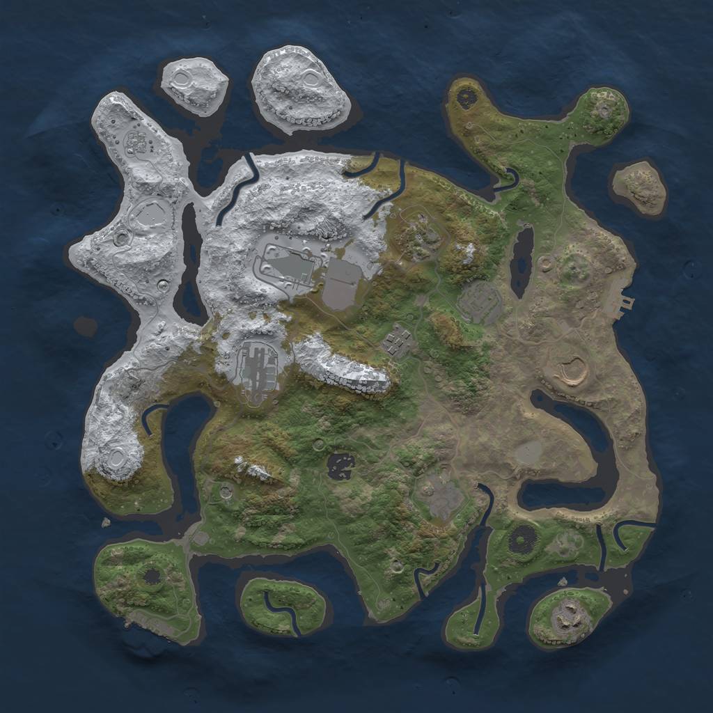 Rust Map: Procedural Map, Size: 3750, Seed: 297106890, 18 Monuments