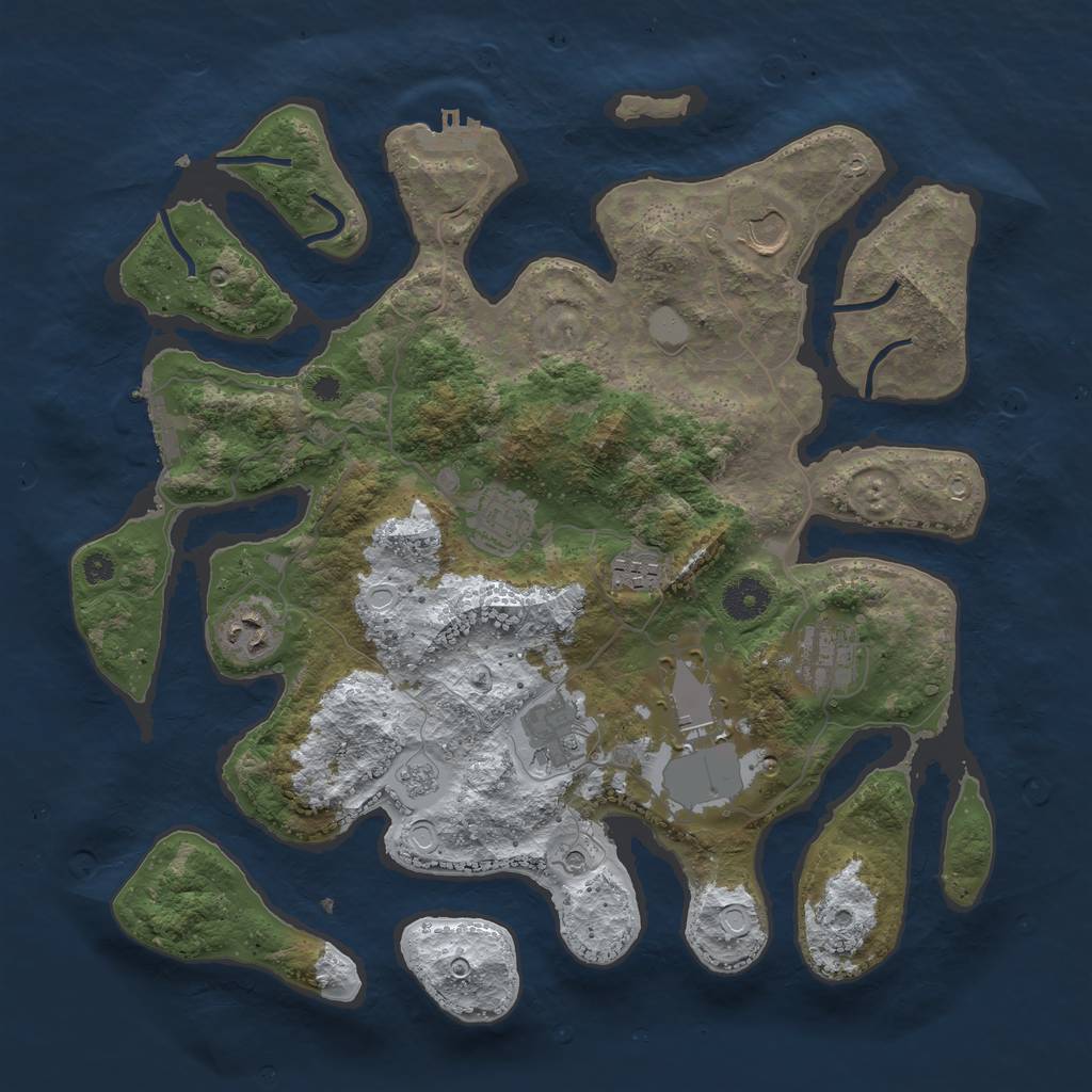 Rust Map: Procedural Map, Size: 3700, Seed: 23369, 16 Monuments