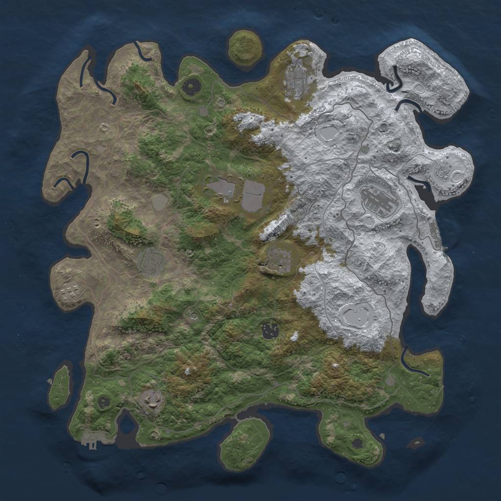 Rust Map: Procedural Map, Size: 4250, Seed: 2124869007, 17 Monuments
