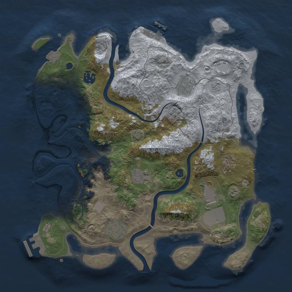 Rust Map: Procedural Map, Size: 3500, Seed: 4401045, 13 Monuments
