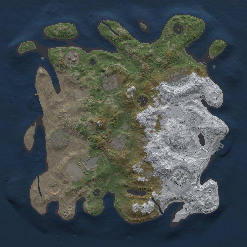 Rust Map: Procedural Map, Size: 3500, Seed: 2385109, 18 Monuments