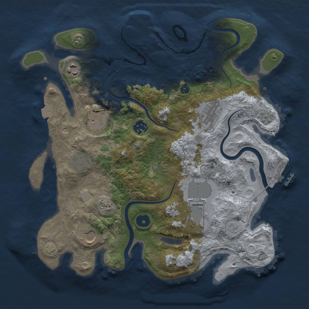 Rust Map: Procedural Map, Size: 3500, Seed: 2385109, 14 Monuments