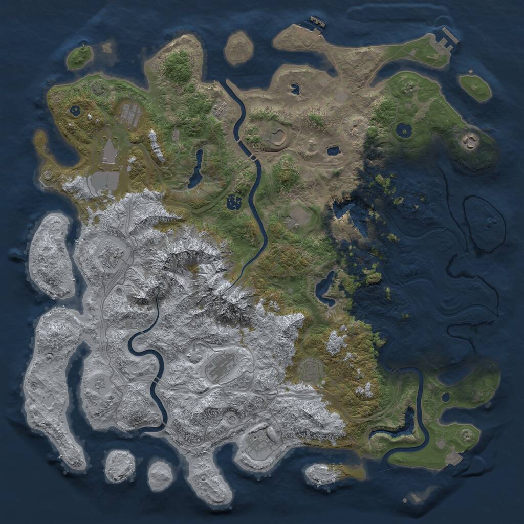 Rust Map: Procedural Map, Size: 5000, Seed: 21221, 17 Monuments