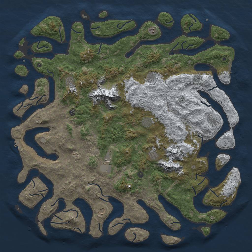 Rust Map: Procedural Map, Size: 6000, Seed: 13370815, 20 Monuments