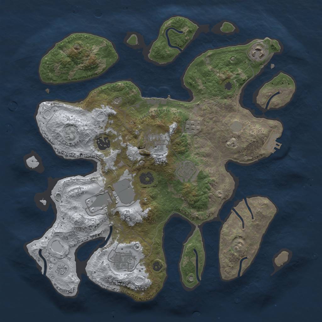 Rust Map: Procedural Map, Size: 3500, Seed: 5720370, 16 Monuments