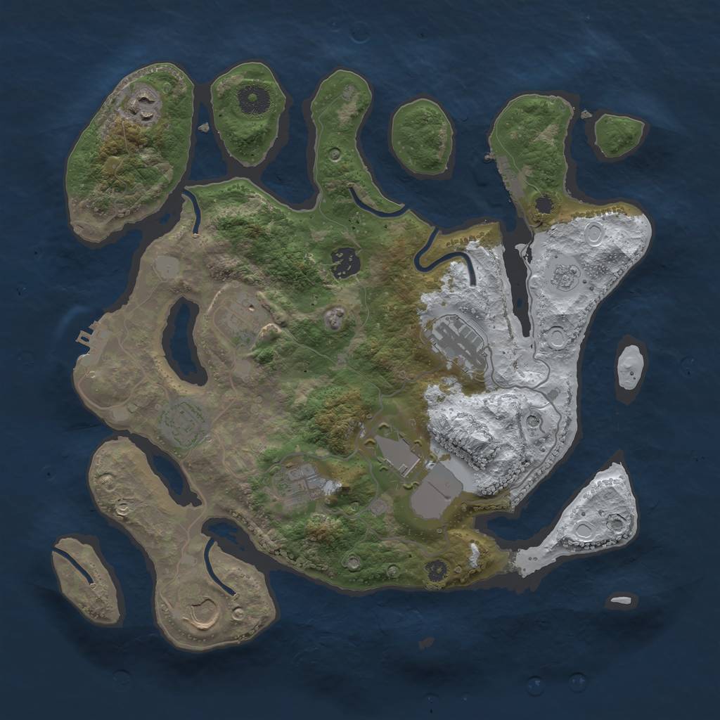 Rust Map: Procedural Map, Size: 3500, Seed: 3676755, 17 Monuments
