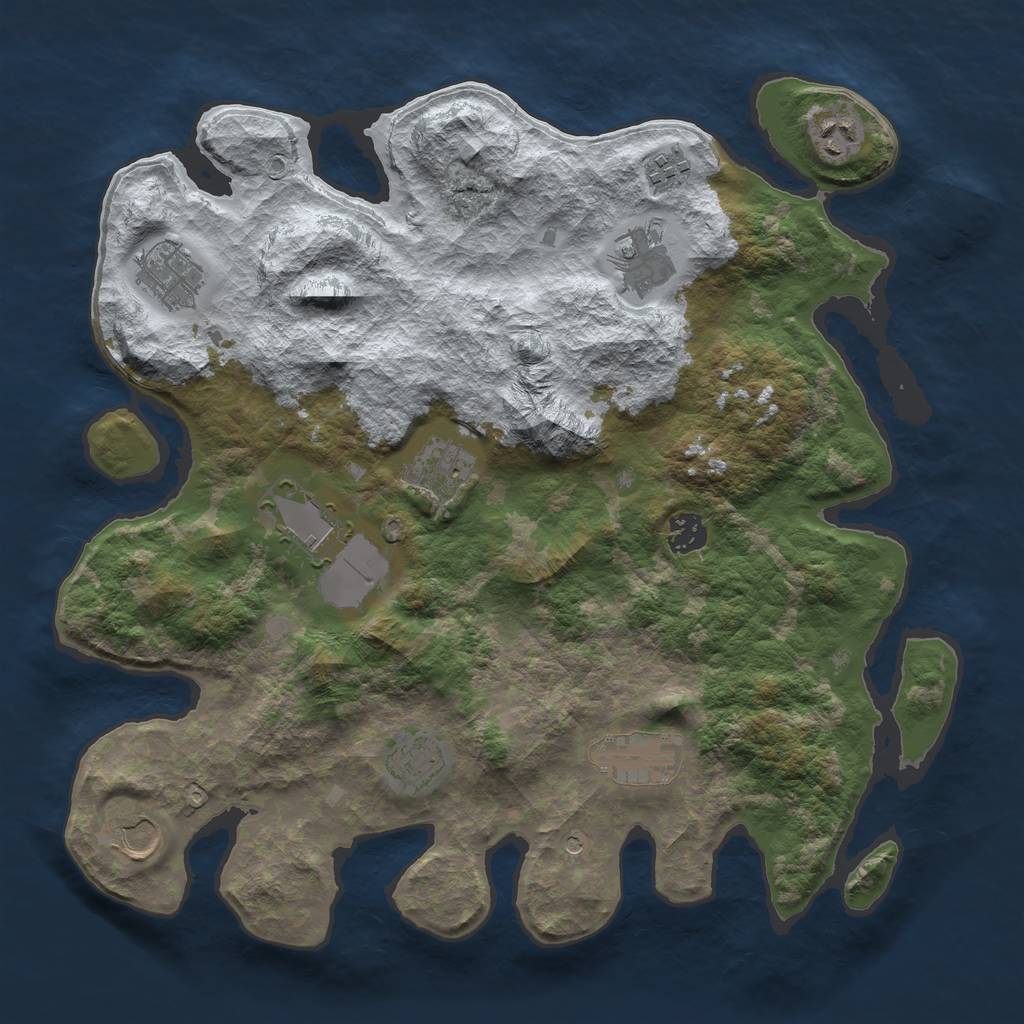 Rust Map: Barren, Size: 3750, Seed: 456874, 13 Monuments
