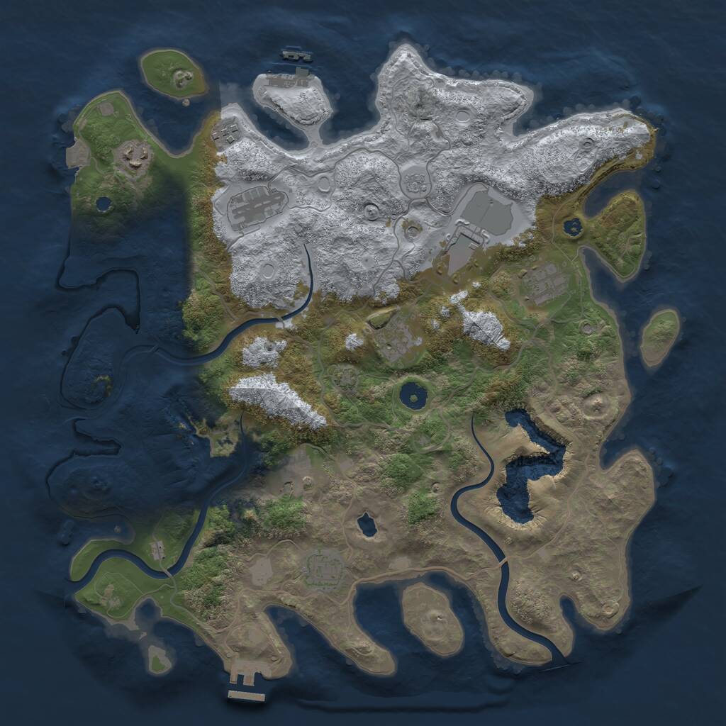 Rust Map: Procedural Map, Size: 4000, Seed: 3955900, 14 Monuments