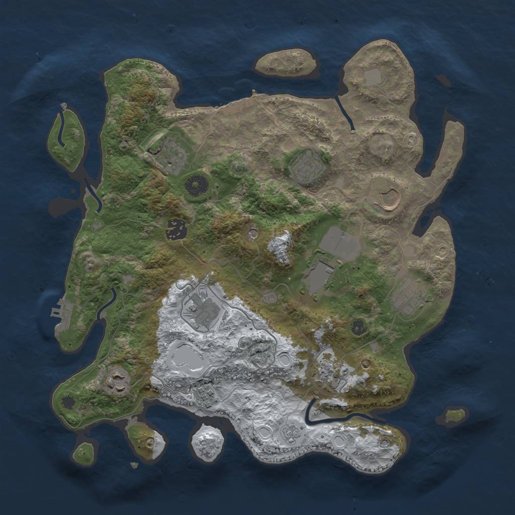 Rust Map: Procedural Map, Size: 3500, Seed: 4311218, 19 Monuments