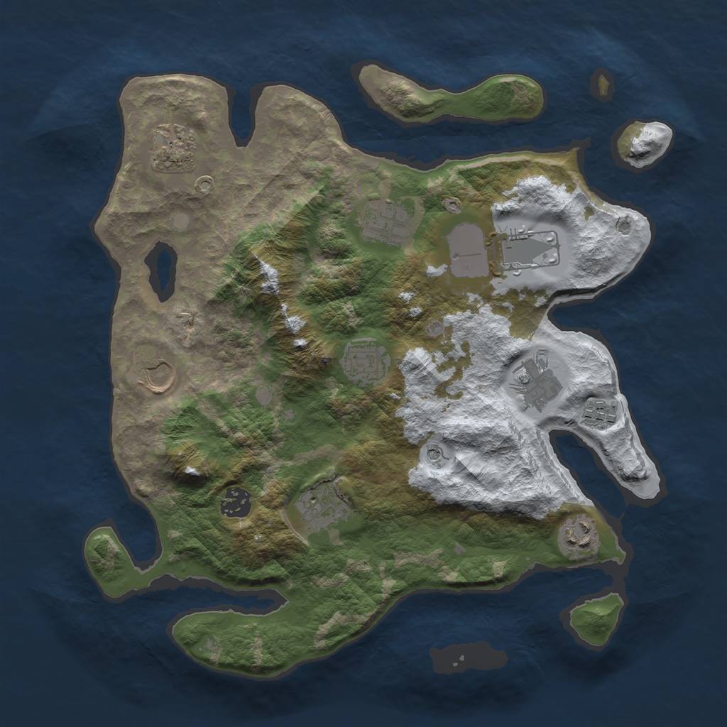 Rust Map: Barren, Size: 3500, Seed: 763258, 13 Monuments