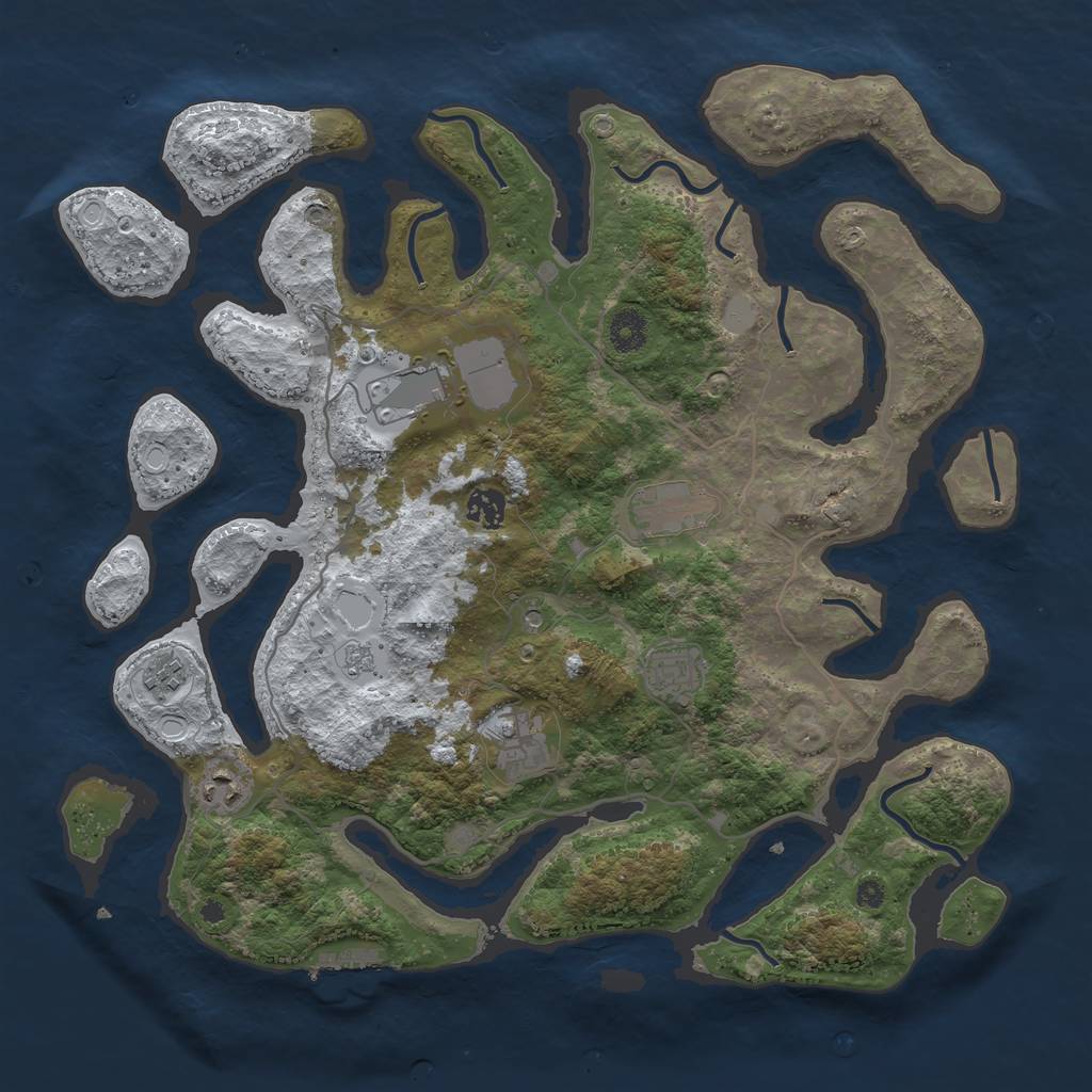 Rust Map: Procedural Map, Size: 4000, Seed: 429496, 15 Monuments