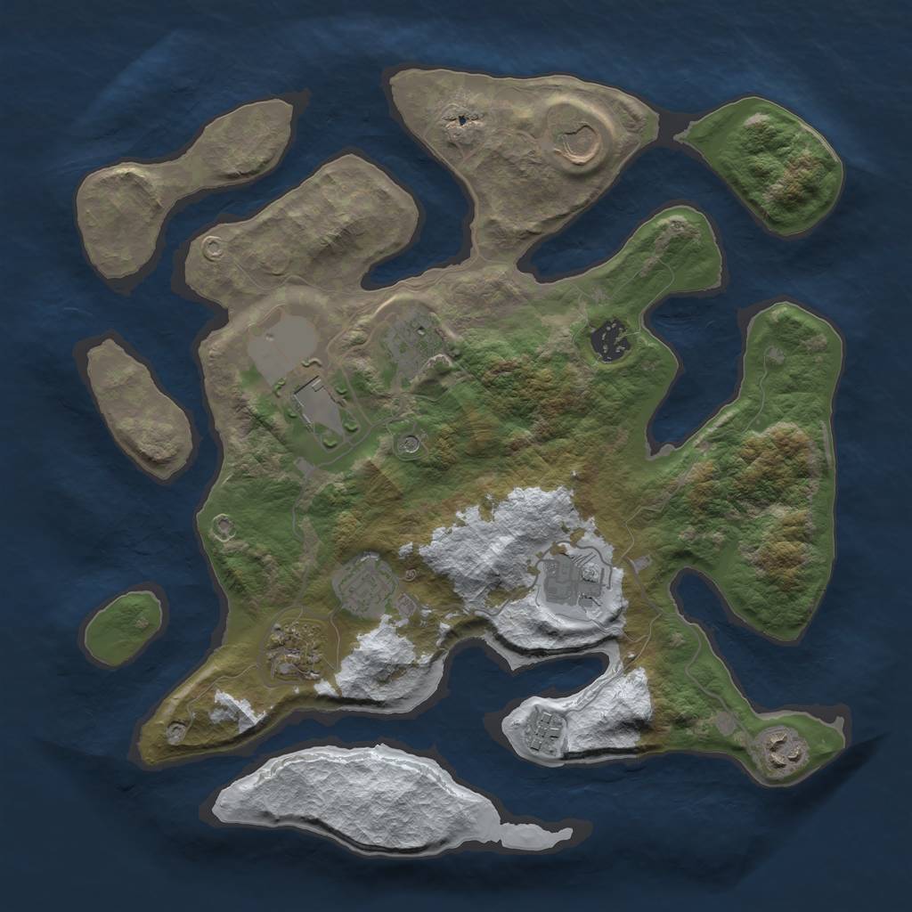 Rust Map: Barren, Size: 3500, Seed: 3893087, 12 Monuments