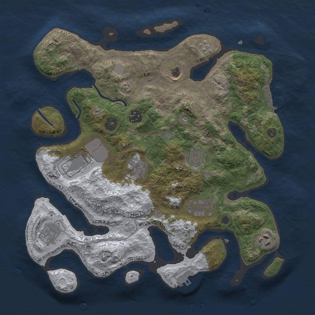 Rust Map: Procedural Map, Size: 3500, Seed: 2147945, 18 Monuments