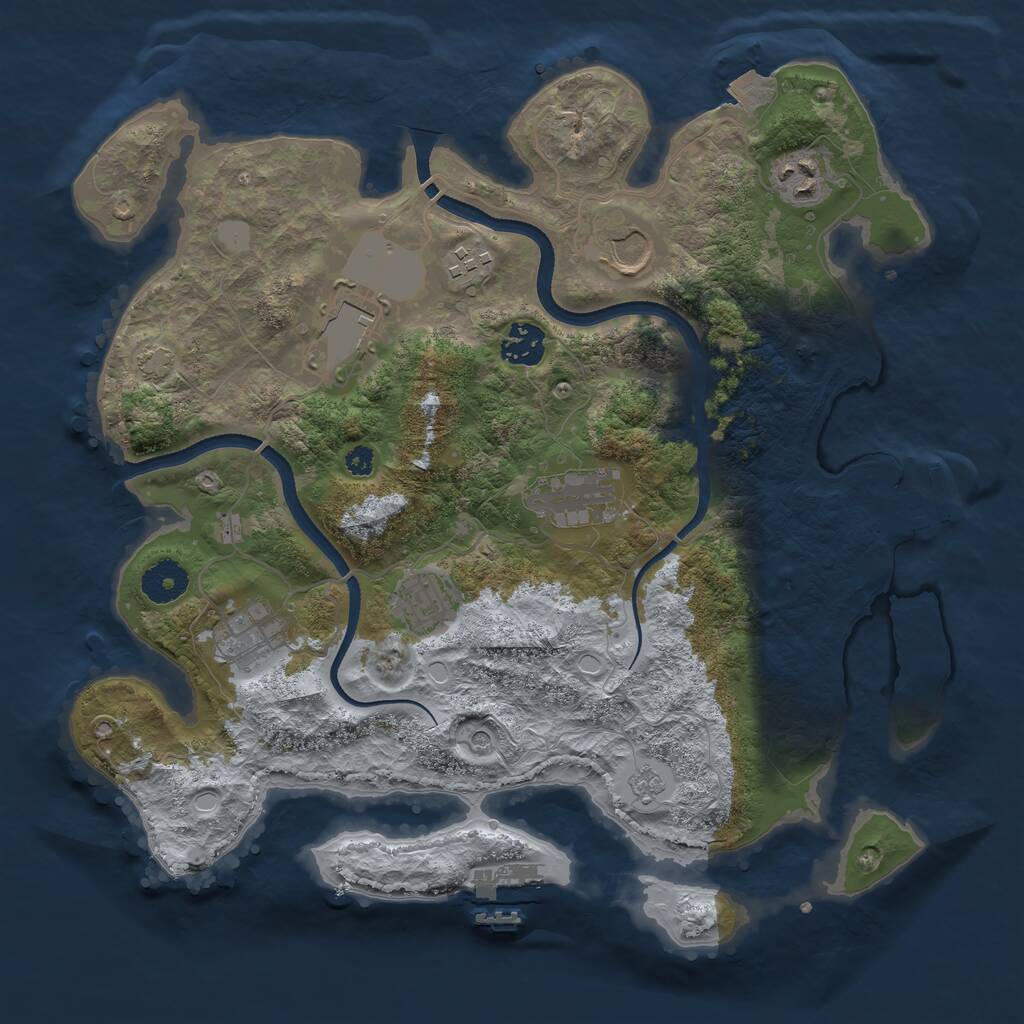 Rust Map: Procedural Map, Size: 3500, Seed: 54894191, 14 Monuments