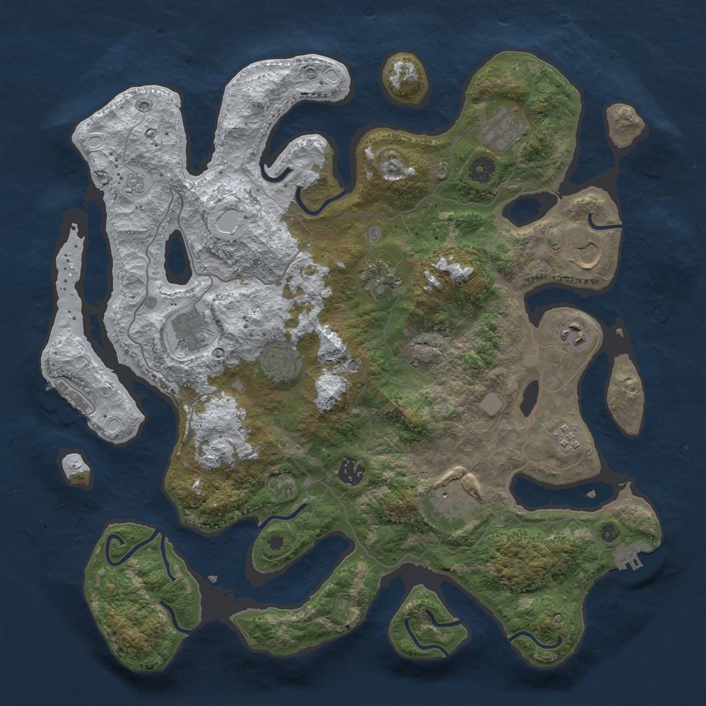 Rust Map: Procedural Map, Size: 4000, Seed: 3726609, 18 Monuments